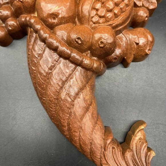 Set 2 Vintage Syrocco MCM Wall Hanging Plaques 16" Cornucopia Fruit Flower 1965 - Picture 3 of 13